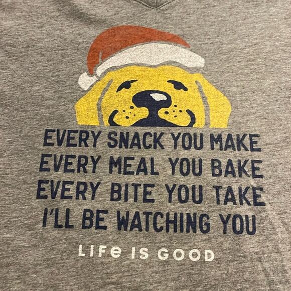 Life is Good Brand Women's Crusher Tee Golden Retriever Christmas Shirt Large - Picture 1 of 4